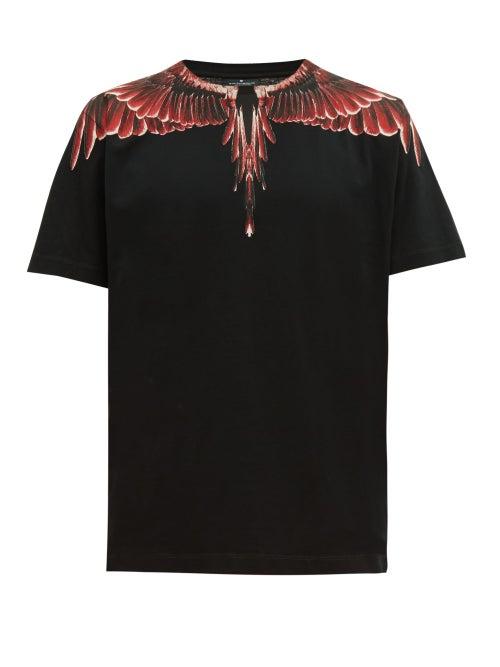 Matchesfashion.com Marcelo Burlon - Ghost Wings Print Cotton T Shirt - Mens - Black Red