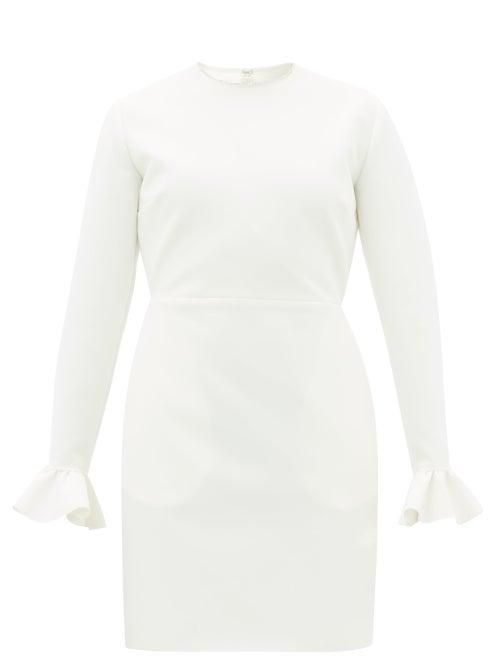 Matchesfashion.com Msgm - Crystal-embellished Ruffle-cuff Crepe Dress - Womens - Ivory