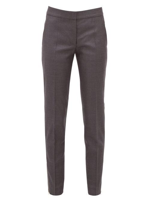 Matchesfashion.com Stella Mccartney - Vivian Zip Cuff Wool Trousers - Womens - Grey