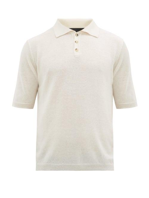 Matchesfashion.com Iris Von Arnim - Josh Wool And Linen-blend Polo Shirt - Mens - White