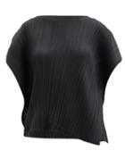 Matchesfashion.com Pleats Please Issey Miyake - Kimono-sleeve Asymmetrical Technical-pleated Top - Womens - Black