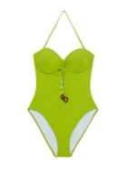 Roxana Salehoun Balconette Lace-up Detail Swimsuit
