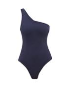 Matchesfashion.com Haight - Orgnico One-shoulder Crepe Swimsuit - Womens - Dark Blue