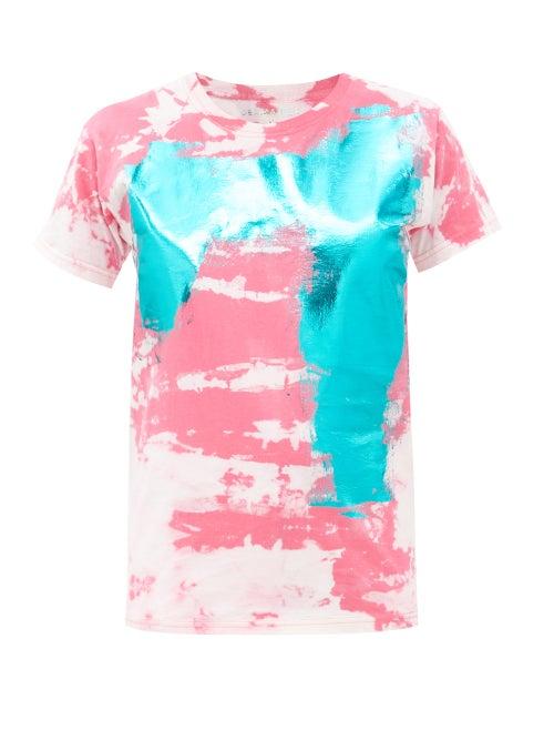 Matchesfashion.com Germanier - Metallic Tie Dye-print Cotton-jersey T-shirt - Womens - Pink Multi