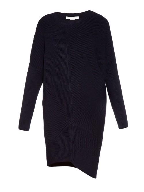 Stella Mccartney Asymmetric-hem Wool-knit Sweater Dress