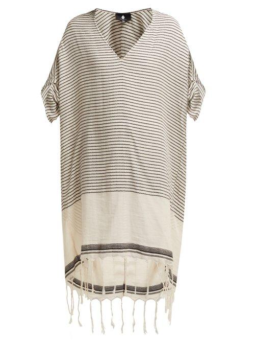 Matchesfashion.com Su - Tipam V Neck Cotton Kaftan - Womens - Grey Stripe