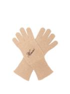 Matchesfashion.com Raf Simons - Heroes Embroidered Wool Blend Gloves - Womens - Camel