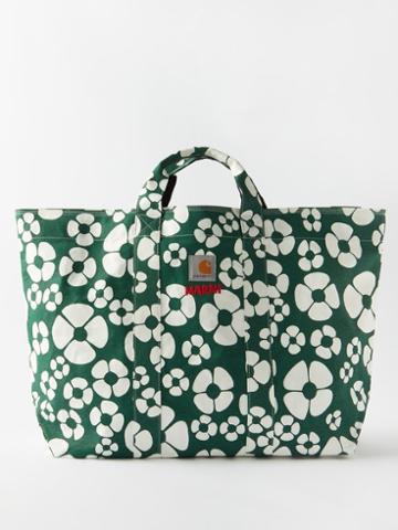Marni X Carhartt - X Carhartt Wip Floral-print Canvas Tote Bag - Mens - Green Multi