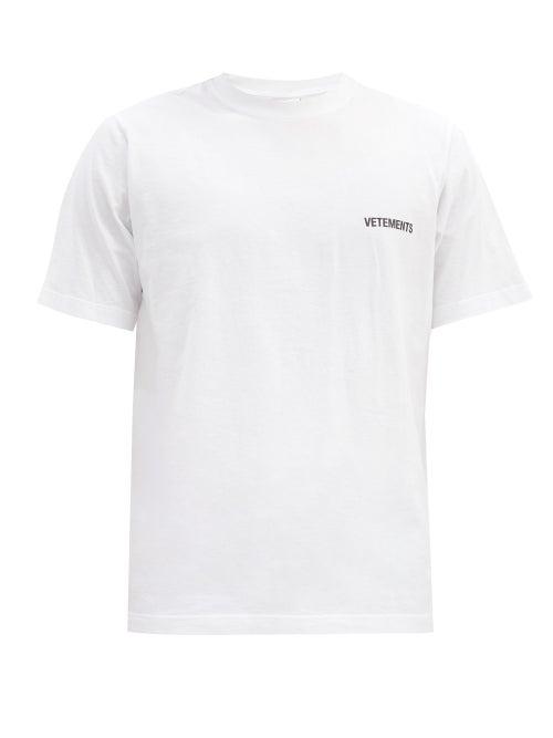 Matchesfashion.com Vetements - Logo-print Cotton-jersey T-shirt - Mens - White
