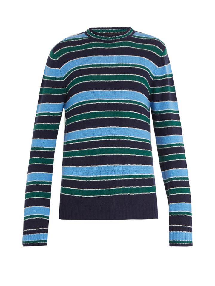 Prada Striped Wool And Cashmere-blend Sweater