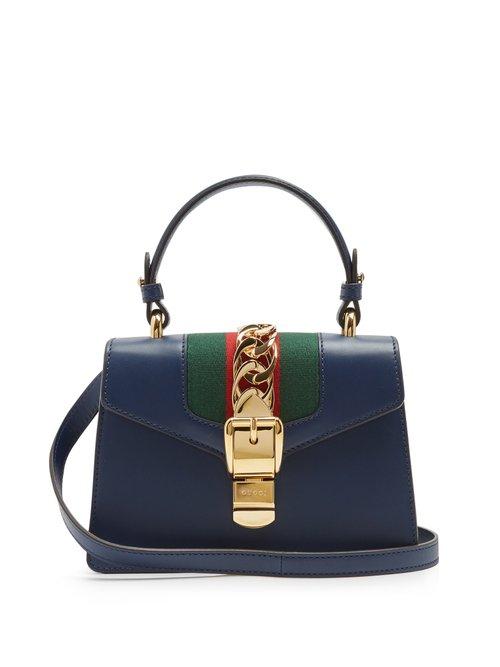 Matchesfashion.com Gucci - Sylvie Mini Leather Shoulder Bag - Womens - Dark Blue
