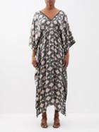 Lolita Jaca - Mia Printed Silk Kaftan Dress - Womens - Black Multi