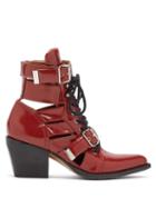 Matchesfashion.com Chlo - Rylee Leather Ankle Boots - Womens - Red