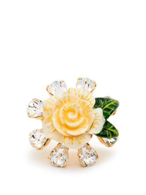 Matchesfashion.com Dolce & Gabbana - Crystal Embellished Floral Ring - Womens - White