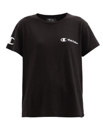 Nili Lotan X Champion - Logo-print Cotton-jersey T-shirt - Womens - Black