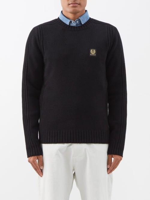 Belstaff - Watch Logo-patch Wool Sweater - Mens - Black