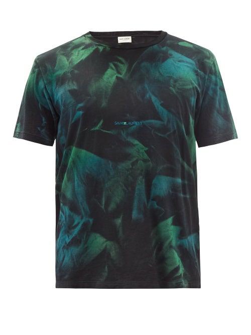 Matchesfashion.com Saint Laurent - Logo-print Tie-dye Cotton-jersey T-shirt - Mens - Multi