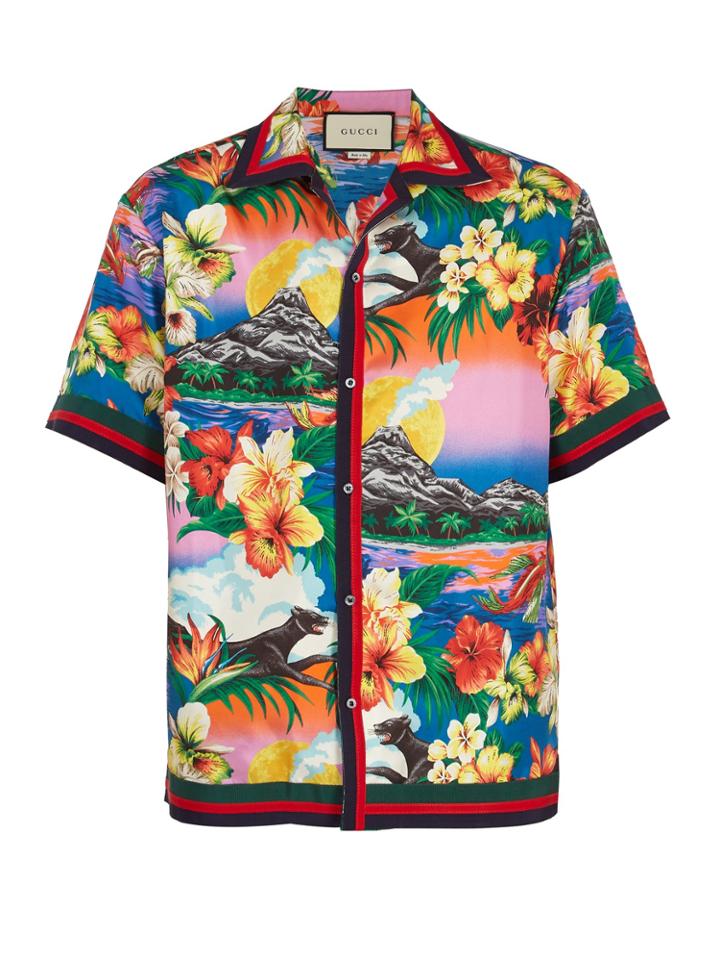 Gucci Tropical-print Cotton-blend Bowling Shirt
