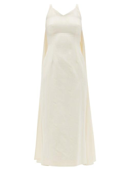 Matchesfashion.com Emilia Wickstead - Lina Cotton-blend Moir Cape Dress - Womens - Cream