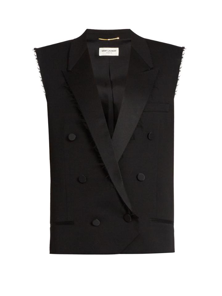 Saint Laurent Deconstructed Peak-lapel Wool Gilet