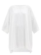Eskandar - Boat-neck Linen-blend Voile T-shirt Dress - Womens - White