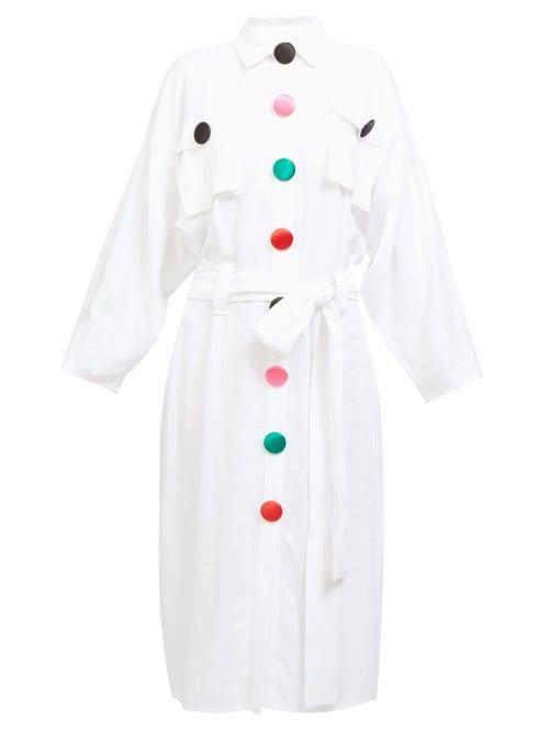 Matchesfashion.com Christopher Kane - Rainbow-button Poplin Shirtdress - Womens - White