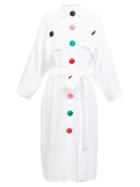 Matchesfashion.com Christopher Kane - Rainbow-button Poplin Shirtdress - Womens - White