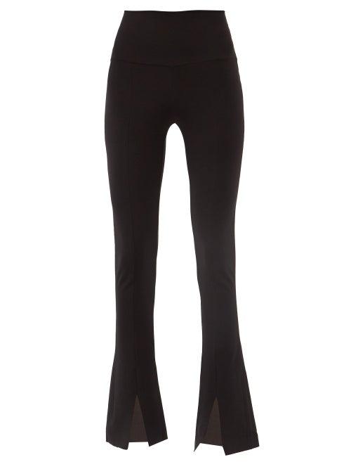 Norma Kamali - Spat Split-hem Stretch-jersey Trousers - Womens - Black
