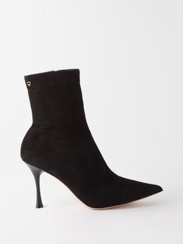 Gianvito Rossi - 85 Suede Point-toe Boots - Womens - Black