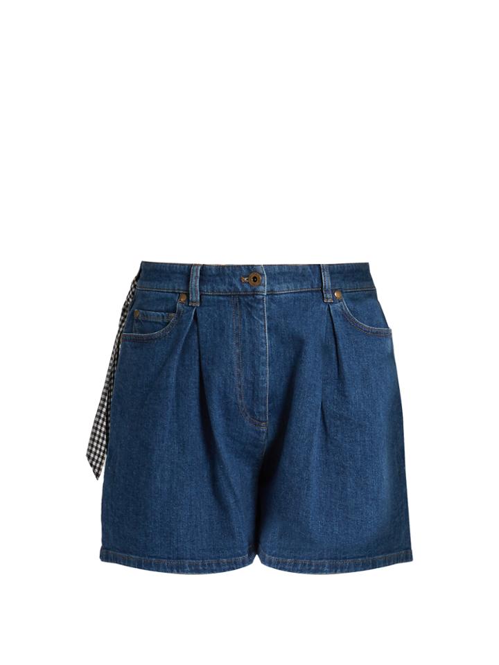 Miu Miu Pleated-front High-rise Denim Shorts
