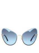 Matchesfashion.com Moy Atelier - Naked Heart Cat Eye Gold Plated Sunglasses - Womens - Blue
