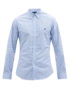 Mens Rtw Polo Ralph Lauren - Logo-embroidered Gingham Cotton-poplin Shirt - Mens - Blue White