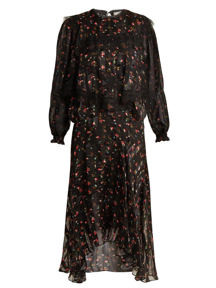 Preen By Thornton Bregazzi Antoinette Floral-print Silk-devor Dress