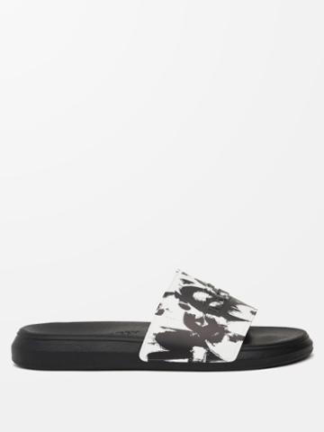 Alexander Mcqueen - Graffiti Moulded-logo Rubber Slides - Mens - White Black