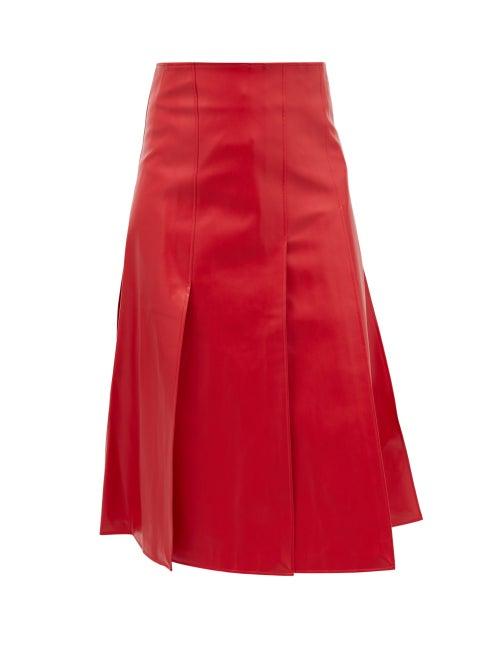 Matchesfashion.com A.w.a.k.e. Mode - Side-slit Faux-leather Skirt - Womens - Red