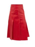 Matchesfashion.com A.w.a.k.e. Mode - Side-slit Faux-leather Skirt - Womens - Red