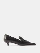 Toteme - Topstitched Leather Kitten-heel Pumps - Womens - Black