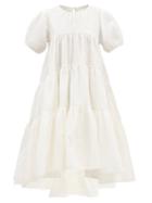 Cecilie Bahnsen - Esme Puff-sleeve Cotton-blend Matelass Dress - Womens - White