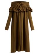 Isa Arfen Knot-front Ruffled Cotton-poplin Dress