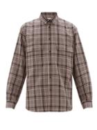 Matchesfashion.com Raey - Chest Pocket Checked Cotton Blend Shirt - Mens - Burgundy Multi