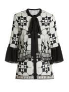 Matchesfashion.com Mary Katrantzou - Milana Tile Print Silk Georgette Top - Womens - Black White