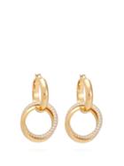 Matchesfashion.com Bottega Veneta - Pav Set Gold Plated Silver Double Hoop Earrings - Womens - Gold