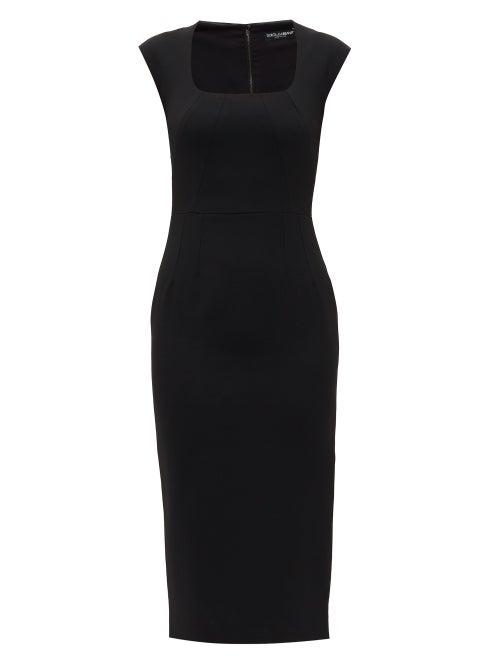 Matchesfashion.com Dolce & Gabbana - Cady Square-neckline Crepe Dress - Womens - Black