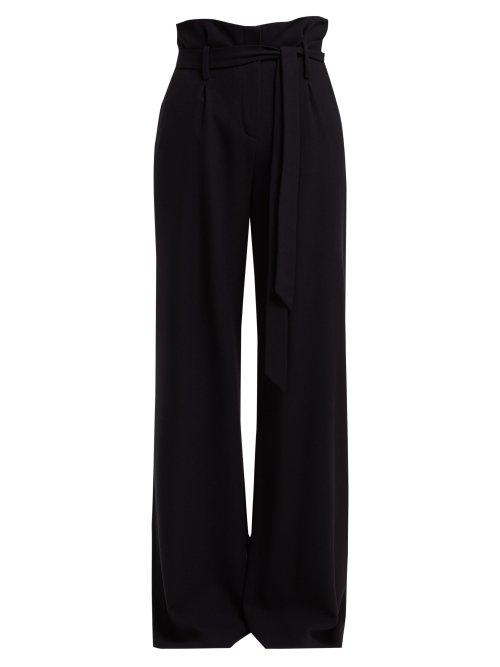 Matchesfashion.com Goat - Wool Crepe Wide Leg Trousers - Womens - Navy