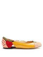 Charlotte Olympia Tutti Frutti Suede And Leather Flats