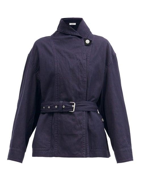 Matchesfashion.com Isabel Marant Toile - Prunille Belted Cotton-canvas Jacket - Womens - Navy