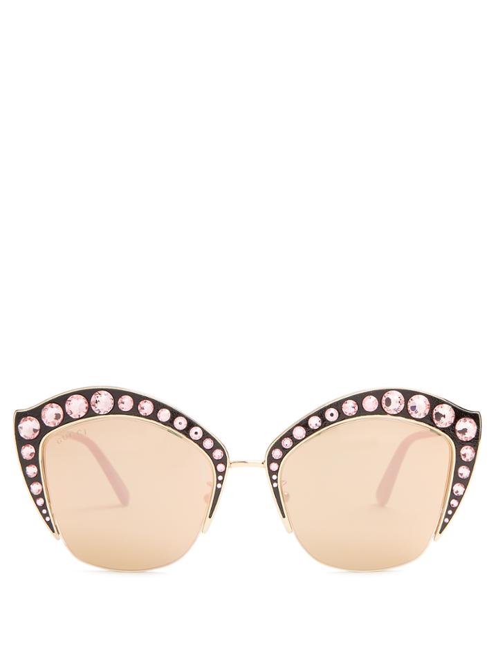 Gucci Cat-eye Embellished Metal Sunglasses