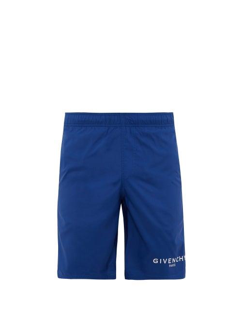 Matchesfashion.com Givenchy - Logo-print Technical Swim Shorts - Mens - Blue