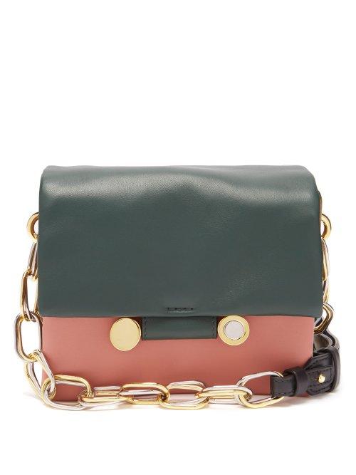 Matchesfashion.com Marni - Cady Tri Colour Leather Shoulder Bag - Womens - Green Multi