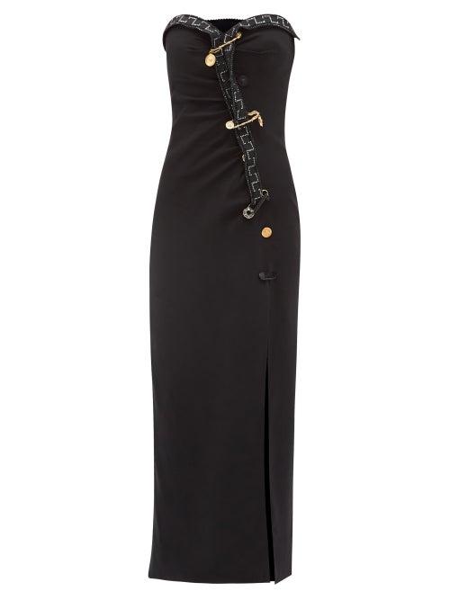 Versace - Safety-pinned Sequinned-crepe Gown - Womens - Black